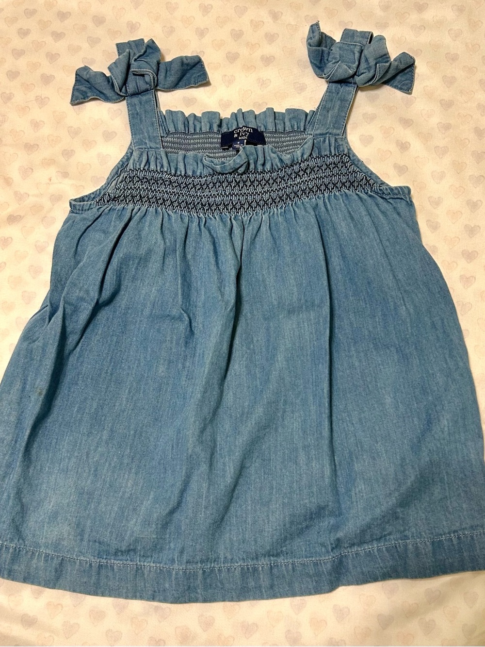 Crown and Ivy Light Blue Denim  Smocked Girls' Top Size 5